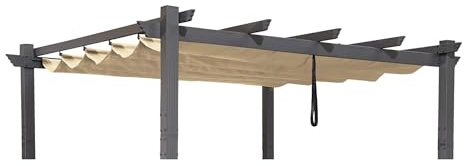 PURPLE LEAF Toile Pergola 3 x 3 m Rétractable Toile de Toit Rechange Kaki | Compatible avec Pergola jardin extérieur PURPLE LEAF 3 x 3 m, Installation facile, Polyester 180 g/m², Résistant à l’usure