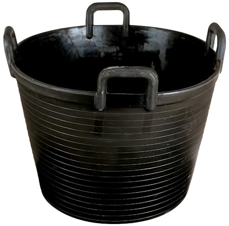 Bricoloco Capazo Espuerta de goma caucho con 4 Asas – Obra, jardín, reciclaje, ganadería - Altura 410 mm y Boca de 580 mm – Capacidad 85 litros (1)