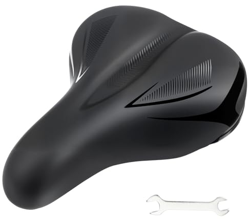 Bequemer Fahrradsattel Breit Weich Gel Ergonomisch Fahrrad Sattel mit Schraubenschlüssel für Mountainbike MTB Trekking Rennrad Heimtrainer E-Bike Fahrradsitz,Herren Damen Fahrradsattel