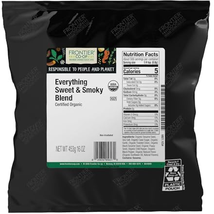 Frontier Co-op Organic Everything Sweet and Smoky Blend, 1lb Bulk Bag - Savory Herb and Seed Seasoning with Garlic, Chili and Toasted Onion, Kosher
