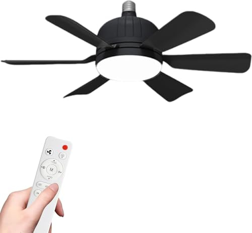 Ventilatore da soffitto LED E27 3 velocità, 3 modalità di colore, timer, motore silenzioso brushless