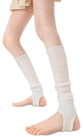 Olligey Ballett Stulpen Damen Leg Warmers Beinstulpen Weiß, weich & atmungsaktiv, modisch retro, lange Strümpfe für Ballett, Yoga, Alltag, Sport, Fitness und Tanz, Damen & Mädchen