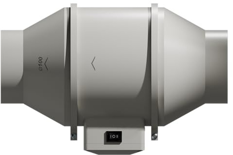 Caluma Axiallüfter 100 mm – zweistufiger Rohrventilator für Abluft & Growzelt, leiser Abluftventilator für Aktivkohlefilter & Lüftungssysteme, mit bis zu 225/295 m³/h