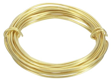 QUARKZMAN 6 Meter Lång H65 Mässing Basteltråd 2mm Diameter, 12 Gauge Metall Smycketråd Guld Mässingtråd för Halsband Armband Ring Smyckestillverkning Bastelverk Dekoration