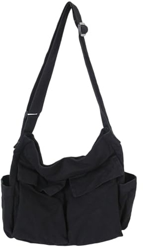 Comebachome Bolso de lona, ​​bandolera/hombro con múltiples bolsillos, bolso mensajero de gran capacidad para mujeres, hombres, estudiantes, decoración