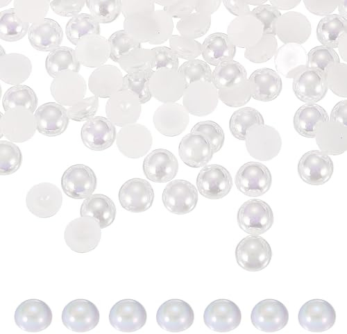 PATIKIL 250 Piezas De Perlas Abalorios Blancas AB Media Moon 12mm Piedras Estrás Planas ABS Para Manualidades Fabricación De Joyas Arte De Uñas Decoración De Bodas Y Ropa