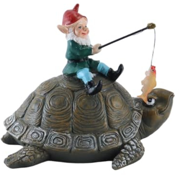 Gutol Ensemble de figurines de jardin résistantes aux intempéries – Statue amusante de nain de pêche, de nain et de tortue, idéale pour décorer un étang et offrir aux pêcheurs
