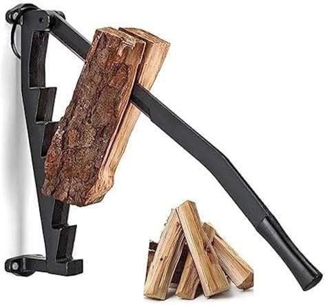 Wall Mounted Log Splitter - Heavy Duty Carbon Steel Manual Kindling Cutter, Quick & Sturdy Firewood Splitter with Screws for Home, Camping & Outdoor Use