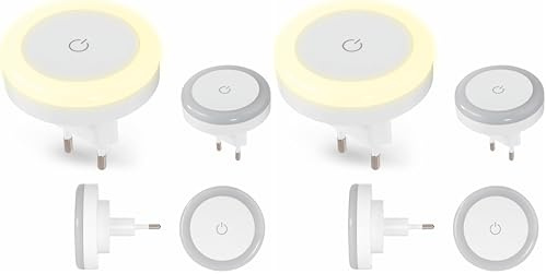 Hama LED Nachtlicht „Touch Switch“ für Steckdose, Berührungssensor, warmes Licht (Orientierungslicht, Stilllicht, für Babys, Kinder, Erwachsene, Schlummerlicht, Nachtleuchte, Schlaflampe) weiß