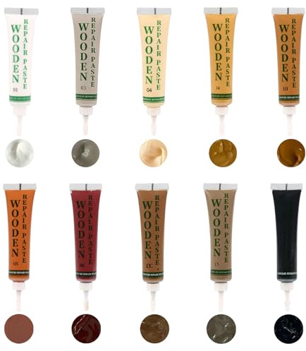 Kit de réparation de sols stratifiés, remplissage de bois, réparation de rayures de meubles en bois de chêne pour rayures, fissures, trous, facile à utiliser (10 multicolore)