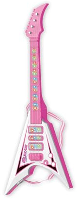 Baroni Toys Guitare électrique pour enfants à partir de 3 ans avec lumières, jouet musical avec effets sonores et lumineux, guitare électrique pour musiciens, rose, 22 x 5,5 x 55 cm