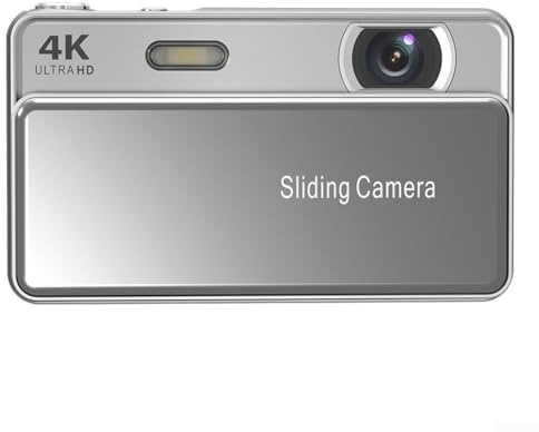Cámara digital compacta sin espejo con pantalla LCD de 3 pulgadas, cuerpo ABS, diseño portátil de 11 x 3 x 10 cm para estudiantes y principiantes (plata)