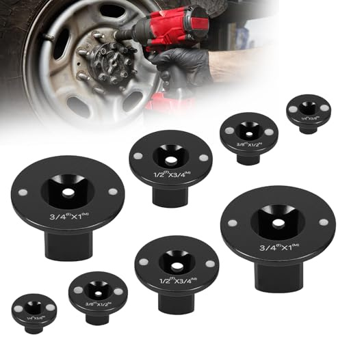 8 Pcs Low Profile Impact Socket Adapter Set Carbon Steel Drive Ratchet Adapter Set 1 to 3/4 3/4 to 1/2 1/2 to 3/8 3/8 to 1/4 Magnetic Design Impact Grade Convertor