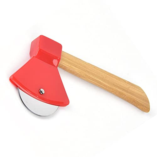 Alomejor Tagliapizza Manico Ergonomico in bambù Lama in Acciaio 430 per Affettare Perfettamente a Casa o Al Ristorante (rosso)