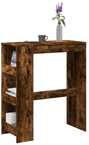toolkix Bbord med hylla, rökt ek, trämaterial 90 x 40 x 103,5 cm, högbord med 3 hyllor för kök, vardagsrum, matplats, modern, utrymmesbesparande, robust och mångsidigt användbar