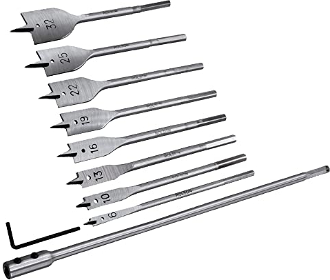 Rolson 48550 10 pc Flat Wood Drill Bit Set
