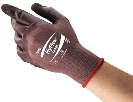 Ansell HyFlex 11-926 Ultra-Thin Work Gloves in Nylon, Multi-Purpose Protection Glove for Professionals, DIY, Industrial, Mechanics, Durable PPE Workwear, Purple, Size L (12 Pairs)