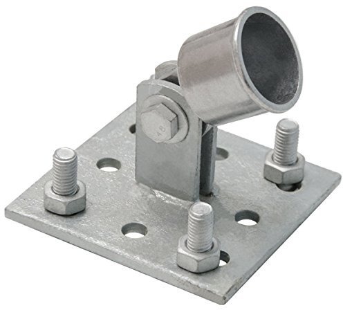 Niederberg Metall Low Mountain Metal Brace Plate 10 x 10 cm with Strut Cap. Strut Mount for Zaunstreben with 34 | Screw On Plate for Fence Post Base Spikes Post Anchor Hot-Dip Galvanised Silver