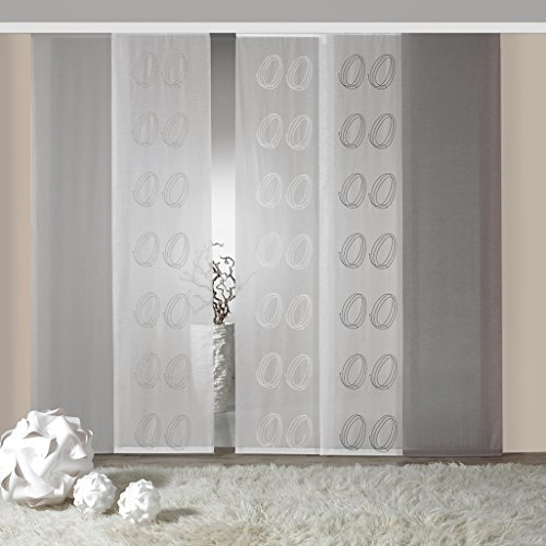 heimtexland ® Schiebegardine Batist-Optik bestickt Taupe inkl. Zubehör HxB 245x60 cm Flächenvorhang NATUR braun Vorhang Gardine Ökotex Typ417