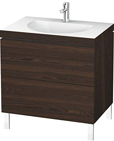 Duravit L-Cube Meuble Lave-Mains c-collée avec Base Murale, 100x48 cm, 1 tiroir, sans trop-Plein, sans Trou de Robinet, Coloris: Noyer brossé Placage Bois véritable - LC6918N6969