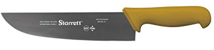 Starrett Professional Stainless Steel Chefs Kitchen Knives - Wide Straight Profile - 10-inch (250 mm) - Yellow Handle