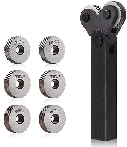 Opaltool Rändelrad-Set, Stahl, Doppelrad, schräge Zähne, Lineares Rändelrad, diagonal, 0,5mm, 1 mm, 2 mm, Rändelfeld für Drehmaschine