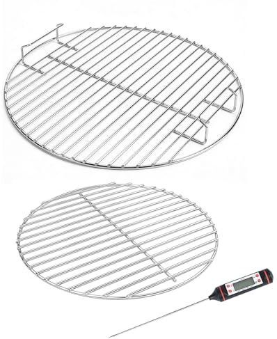7432 Cooking Grate, 7440 Charcoal Grate for Weber 47cm One-Touch, Bar-B-Kettle, Smokey Mountain Cooker Smoker, Jumbo Joe, Original Kettle Grill, 44.5cm Cooking Grate with 1 Thermometer