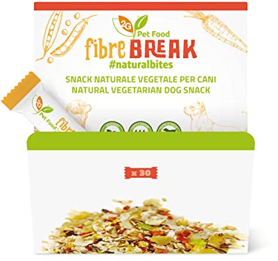 2G Pet Food Fibre Break Snack 100% vegetale per cani, ricco di fibre naturali ”spezza fame”, senza carne, conservanti o coloranti 30 barrette da 24g