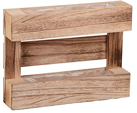 UNUS Pflanzkasten Outdoor Deko Paletten Design, 30,5 x 40 x 8,5 cm | Blumenkasten Balkon, Wanddeko Holz geflammt