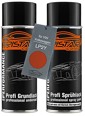 TRISTARcolor Autolack Spraydosen Set für VW/Volkswagen LP2Y Energetic Orange Metallic Grundlack Basislack Sprühdose 400ml