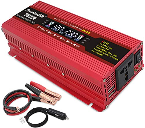 2400W 2800W 3500W Inversor de energía Onda sinusoidal Pura,Transformador de Voltaje DC 12V / 24V a 220V 230V CA,conversor de Voltaje con Pantalla LCD y tomacorrientes de CA, camión (2800W,24V)