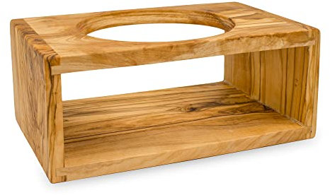 NATUREHOME Designer Seifenspender Halter aus Olivenholz (passend zu unseren Keramik-Pumpspendern)
