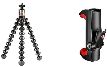 JOBY JB01505-BWW GorillaPod 325 (Flexibles Ministativ mit integriertem Kugelkopf für kompakte und 360-Grad-Kameras, Traglast bis zu 325 g) & Manfrotto - Smartphone Halterung, Pro Version