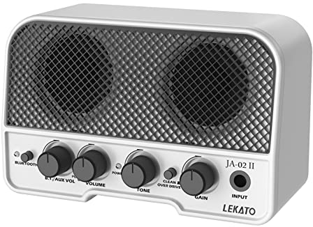 5W Mini-Gitarrenverstärker, LEKATO E-Gitarren-Verstärker mit dualem Lautsprecher Tragbare Gitarren-Combo Miniverstärker mit Clean- und Overdrive-Kanal für E-Gitarre, Ideal für Übungsverstärker Weiß