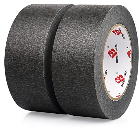 BOMEI PACK 2 rouleaux Ruban de Masquage Peinture 50mm x 50m - Noir Ruban Adhésif décoratif Ruban de peinture à usage général