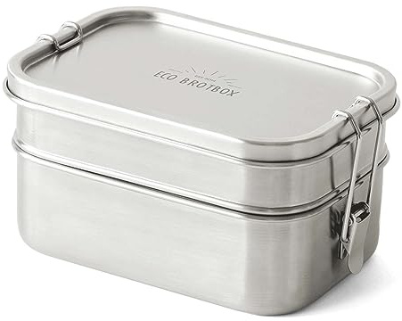 ECO Brotbox Yogi Double - Lunchbox aus Edelstahl 1000ml Double Edition - Hochwertige Brotdose mit Fächern - BPA frei - Auslaufsichere Vesperbox Spülmaschinenfest