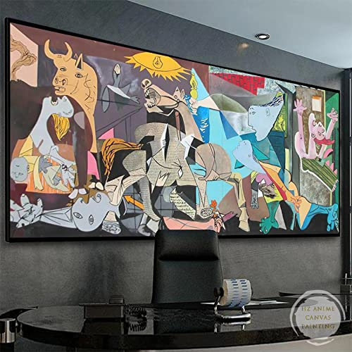 GEMMII Berühmtes Picasso-Guernica-Leinwandgemälde, modernes abstraktes Poster und Drucke, Picasso-Wandkunst, Bürodekoration, Bilder, 60 x 120 cm, rahmenlos