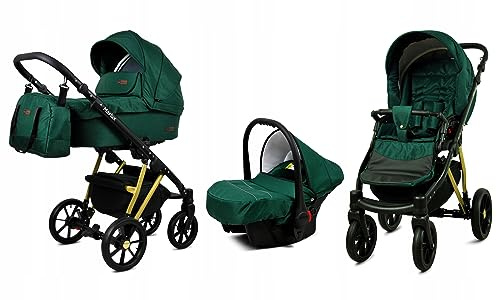 BabyLux® Carrito de Bebé Sistema de Viaje Set 3 en 1 - Marlux Magnetic - incl. Capazo, Silla de Paseo, Silla Coche - Cochecito - con Bolso cambiador, Cubierta para la lluvia, Mosquitera etc.