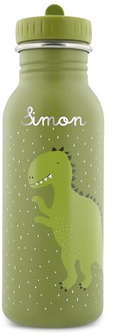 Trixie Baby Kindertrinkflasche 350ml 500ml aus rostfreiem Edelstahl mit Namen personalisiert Gravur Mädchen Junge (Dino, 500ml)