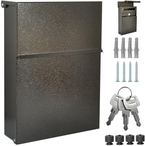 ALSTEN TECH Designer brevlåda väggbrevlåda postlåda utan tidningsfack brun brons antik mini 30 x 23 cm