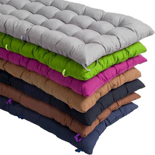 KYMMPL Baumwoll-Bankkissen, 8 cm dick, warm, dickes Sitzkissen, langes Bankkissen, für Zuhause, Garten, Schaukel, Terrasse, 180 x 55 cm, Grau