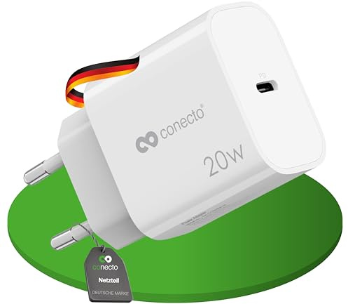 conecto USB-C-laddare, USB-strömförsörjning, 1 port, 1 x USB-C 20 W MAX, PD, snabbladdare, mobiltelefonladdare, vit