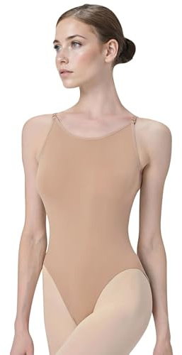 flexdans Balletto Body da Danza Classica con Spalline Regolabili Color Carne Camisole Body Danza per Donna Adult L/XL