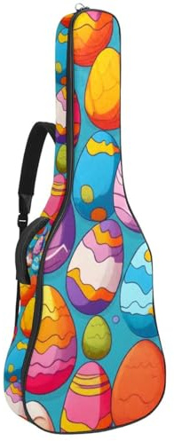 Gitarrentasche, wasserdichte Akustikgitarrentasche für 40/41/42 Zoll mit Zubehörfach, Schutzschicht, mehrere Taschen, bunte Ostereier, mehrfarbig, 42.9x16.9x4.7 in, Gitarrentasche