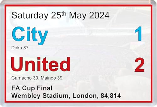 Man Utd FA Cup Final Scoreboard - 96 x 67mm Jumbo Fridge Magnet/Magnets