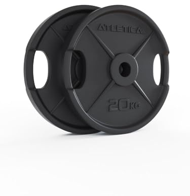Atletica Iron Plates | ⌀50mm | Paarweise | Hantelscheiben aus Gusseisen | Ø 50mm | Rostresistente Lackierung | Paarweise von 1.25kg bis 25kg | Gewichte | Trainingsgewichte Größe 2x20kg