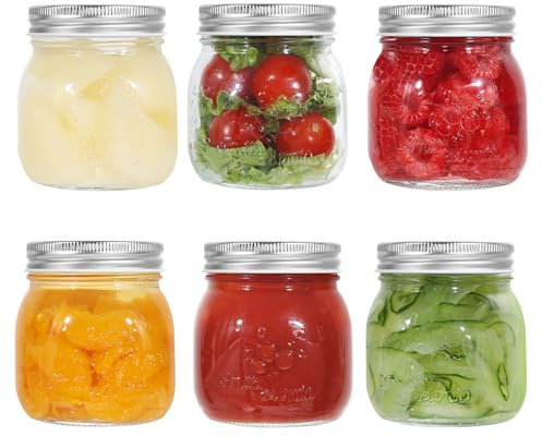 LIMILI Glass Jars with Lids, 6 Pack 300ml/10oz Multipurpose Mason Jars for Food Storage, Jam, Pickling, Canning, Preserving, Meal Prep