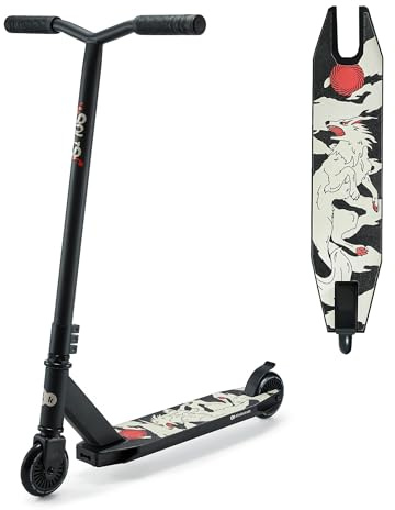 Kinderkraft Solis Sportroller, Scooter für Kinder und Erwachsene, Leichter City-Roller, stabile Konstruktion, schnelle PU-Räder, rutschfeste Plattform, Fußbremse, Schwarz