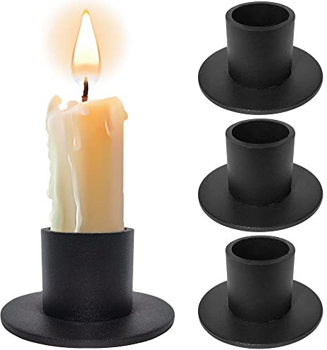 Aileem 4Pcs Schwarz Kerzenständer, Vintage-Eisen-Kerzenhalter, Kegelkerzenhalter, Teelichthalter Metall, Kerzenhalter für Hochzeit Weihnachten Party Esstisch Mantel Deko