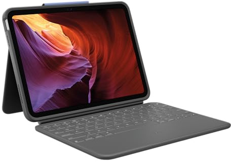 Logitech Rugged Combo 4 for iPad (10th gen & A16) Protective Keyboard Case with Smart Connector and Durable Spill-Proof Keyboard, QWERTY UK English Layout - Classic Blue